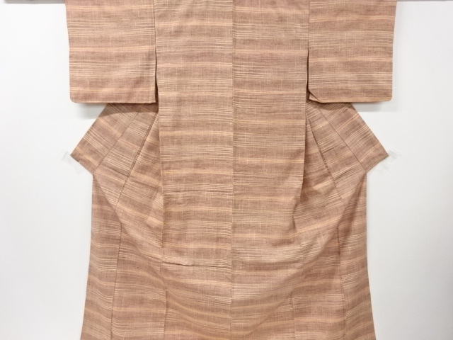 アンティーク　横段織出手織り真綿紬着物